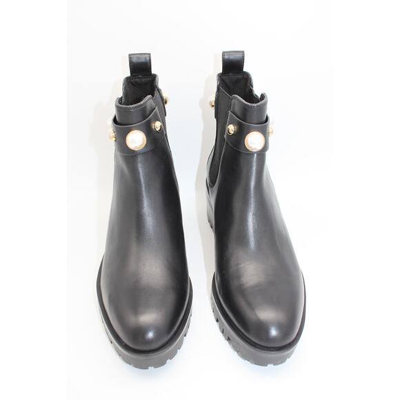Karl Lagerfeld Shoes - NWT Karl Lagerfeld Paris Pola Black Smooth Calf Lea Gold Pearl Boots Size 7.5M